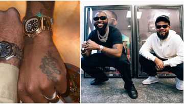 Davido hails manager for joining him to acquire a luxury Patek Philippe wristwatch: "After me and Bobo beg am"