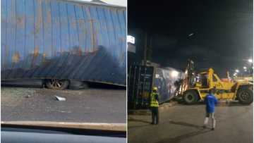 Hotunan Damfareran Kwantena da ya murkushe mota a Jihar Legas