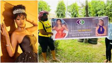 “Na ASUU I blame”: Fans of disqualified BBNaija star Beauty take to the streets with posters to beg Biggie