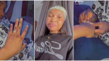 "This one no be engagement o": Lady wowed as her man engages her in video without kneeling or saying a word
