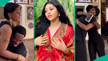 Regina Daniels gifts stepson Amir new iPhone with strict conditions, he carries her in appreciation