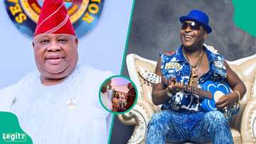 Governor Adeleke plays drums as he performs with Sir Shina Peters on stage, video sparks reactions