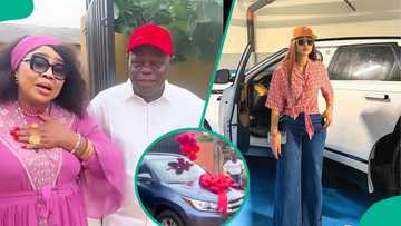 "Regina Daniels Surprises Dad with SUV, Bundle of Cash on Birthday; His Reaction Trends: "Beautiful"
