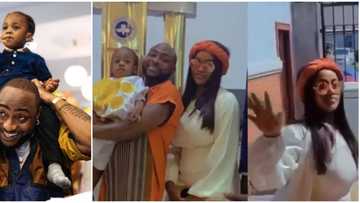 She still loves him: Reactions as Davido, Chioma take Ifeanyi to church after birthday, rock matching outfits