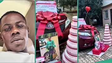 Nigerian man spoils mother on her birthday with brand new car, N1 million, video melts hearts