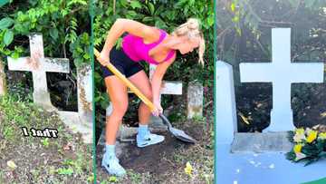 "I don't know who was buried here": Lady finds abandoned grave inside forest, cleans it up