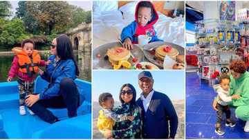 From UK to River Jordan: 5 photo evidence showing Regina Daniels’ son chopping life as he travels the world