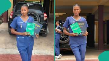 Lady celebrates becoming registered nurse after finishing from nursing school, flaunts project topic