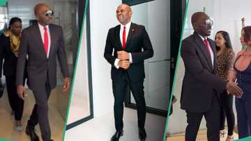 Tony Elumelu reacts as Bovi dresses up like him, imitates his movement in funny video: “So accurate”