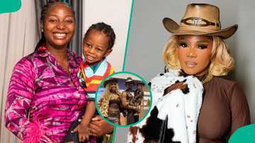 Iyabo Ojo's grandson's 1st b'day party: Mohbad's widow Wunmi, son Liam's outfits capture attention