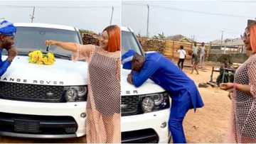 Fans react as Omoborty 'surprises' actor Ijebu with brand new Range Rover car in cute video