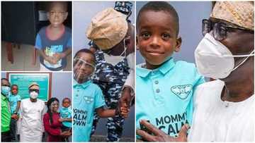 Sanwo-Olu finally meets boy who told his mommy to calm down in funny video, their photos together go viral
