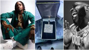 “It’s set in stone”: Davido gifts new signee Logos Olori customised DMW pendant, fans react as he shares photo
