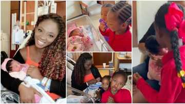 Actress Ivie Okujaye shares video of emotional moment her daughters met their new baby sister, fans gush