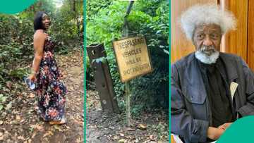 Lady visits Wole Soyinka's forest house in Abeokuta, shows weird signposts she saw there