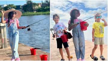 "She's growing so fast": Nigerians gush over Davido's Imade as she goes fishing with cute friends