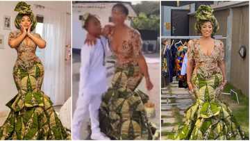 British rapper Stefflon Don rocks ankara outfit with son as they attend wedding in Ghana, fans gush over them