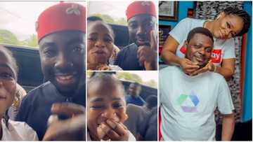 Actor Kunle Afod’s wife starstruck as she runs into Obi Cubana, begs to take video of their meeting