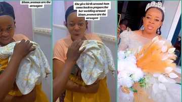 Nigerian woman who delivered baby at 4 am holds wedding ceremony on same day, video stuns viewers