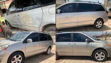 "It is top-notch": Nigerian man buys old-looking Sienna car and rebuilts it into new one, photos emerge online
