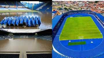 Viral images shared as newly renovated Lekan Salami Stadium are waterlogged Hillsborough pitch