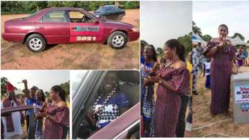 Reactions as beauty queen gifted used Toyota Camry after winning competition, male counterpart receives fridge