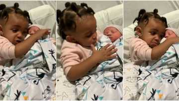 Little girl gets emotional in heartwarming video as she meets her baby brother for the 1st time, many react