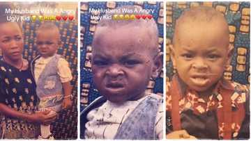 "An angry child": Lady digs out her husband's childhood photo where he frowned face, posts it online