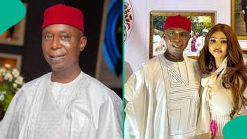 Ned Nwoko Attends Regina Daniels' Son's Award Ceremony, Fans React to Boy's Body Language