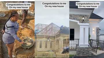 "E go reach all of us": After years of hardwork, lady Ffnally builds her own house, celebrates