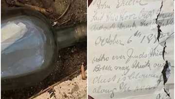 I've cut Exactly around the bottle: Note signed 135 years ago found under a floorboard