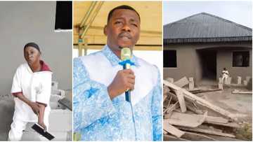 "Shakara go triple": Aunty Ramota shows off uncompleted building as Agbala Gabriel builds her house