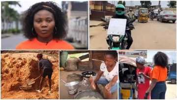 5 young Nigerian ladies who are hustling on the street to make money, one rides okada to pay school fees