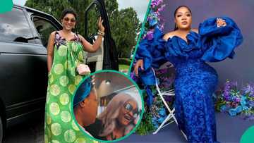 Emotional moment as Mercy Aigbe presents Toyin Abraham flowers ahead of her movie premiere trends