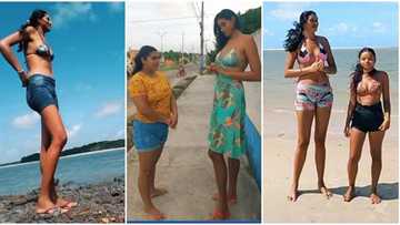 "She is unique": People struggle to snap photos with very tall lady, video of her impressive height goes viral