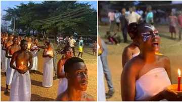 "This is initiation": Nigerians raise alarm as photos of Theatre Arts students during induction goes viral