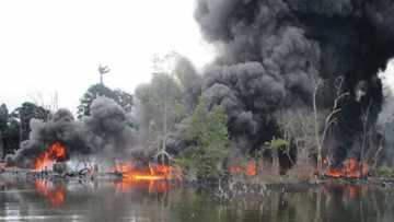 Nigerian military destroys several illegal refineries in Niger Delta, apprehends 19 suspects