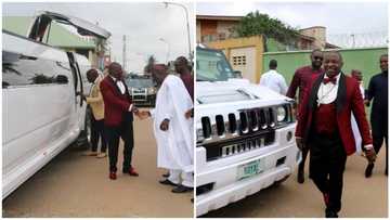 Flamboyant Nigerian pastor storms Egbeda church in his N80million Hummer limousine