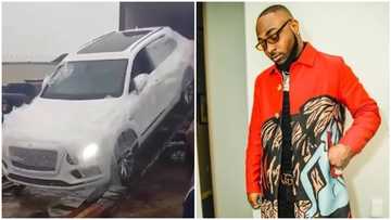 Davido's N94m Bentley Bentyaga finally arrives Nigeria, OBO shows off on social media (video)