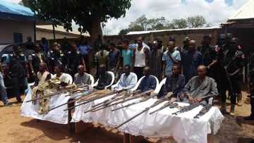 Kidnappers meet their waterloo as Nigerian police swoop in and make arrests, confiscate various weapons (photos)