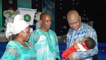 After 32 years of childlessness, pastor welcomes first baby and dedicates her in church (photos)