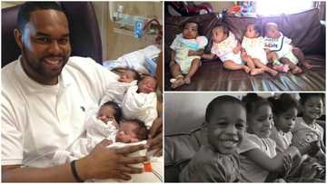 Father raises quadruplets alone after wife dies during childbirth in 2015 (photos)