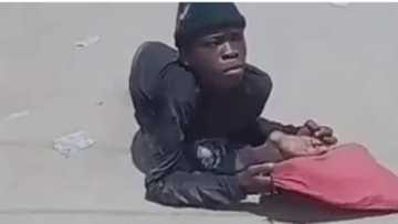 Sad! How this disabled man moves from one place to another will make you cry (Video)