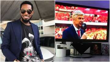 Check out photos of Dbanj's massive television as he shows it off
