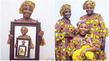 Three women and beautiful baby pose to show-off 4 generations in lovely photos