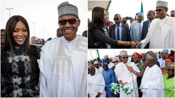 Super model Naomi Campbell meets President Buhari in Lagos, Nigerians react