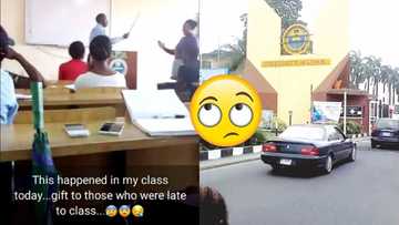 Chei! See what UNILAG lecturer was spotted doing to his students (photo)