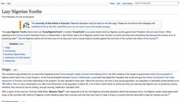 Surprise as Lazy Nigerian Youths Wikipedia page suddenly appears