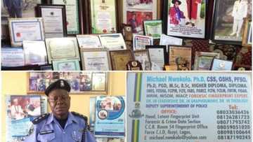 Nigerians react to DSP Michael Nwokolo's numerous qualifications, ask why he hasn't been promoted (photos)