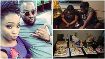 BBNaija: See photos of how BamBam sat on Teddy A mum's leg as he staged a surprise birthday for her